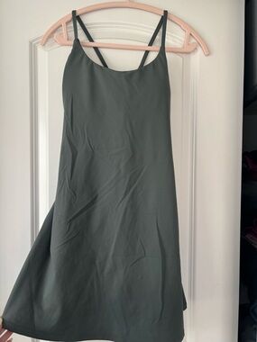 HALARA Olive-Green Slip Dress with Thin Straps